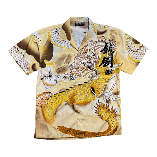Dragon Graphic Yellow Button Shirt
