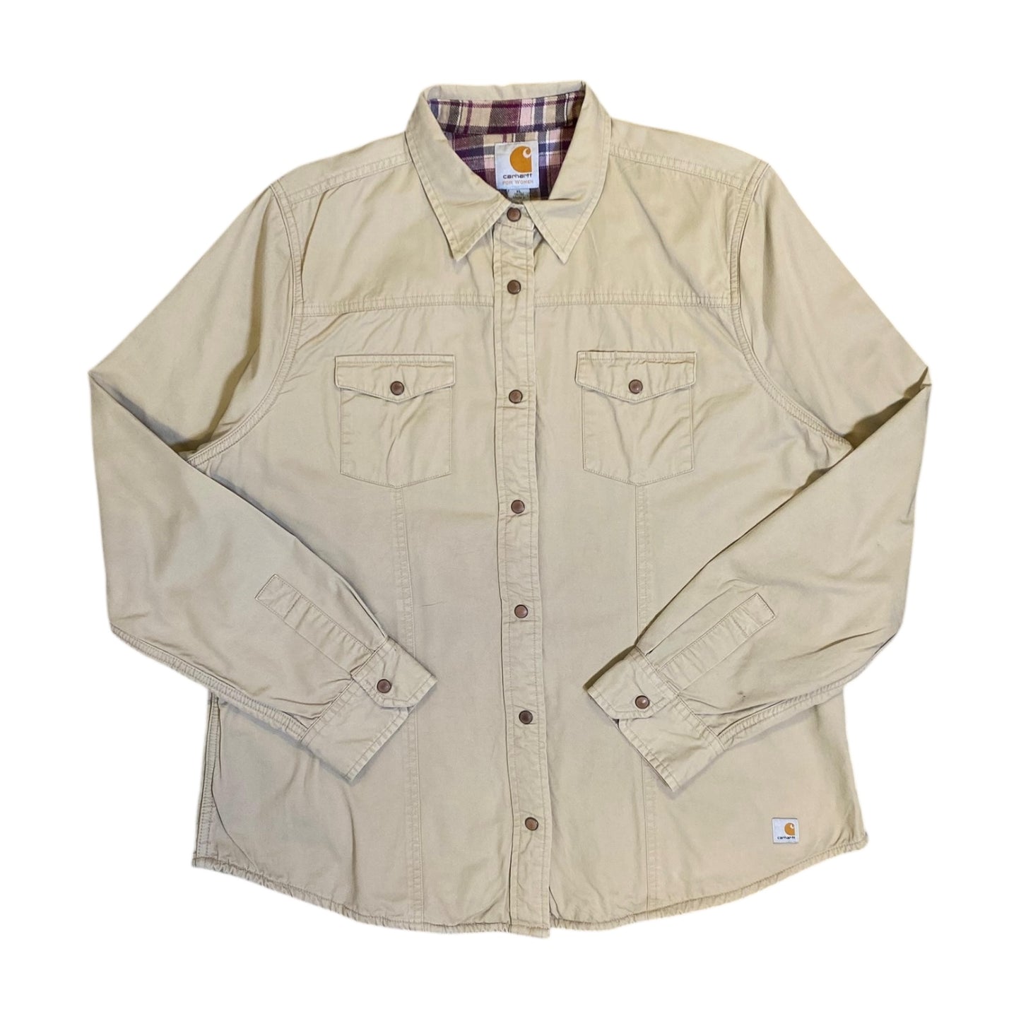 Carhartt For Women Beige Long Sleeve Button Up Shirt