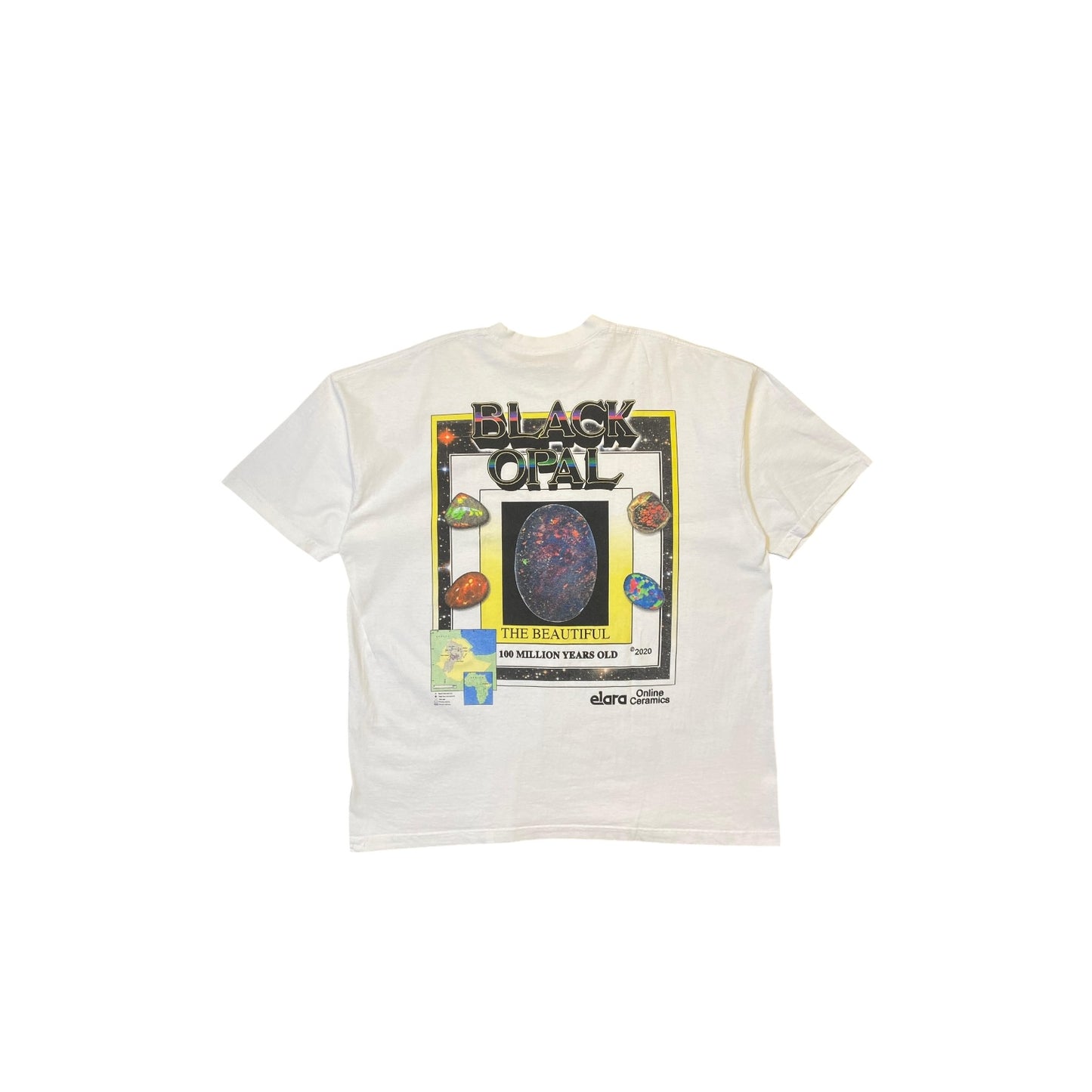 Elara Online Ceramics Black Opal White T-Shirt
