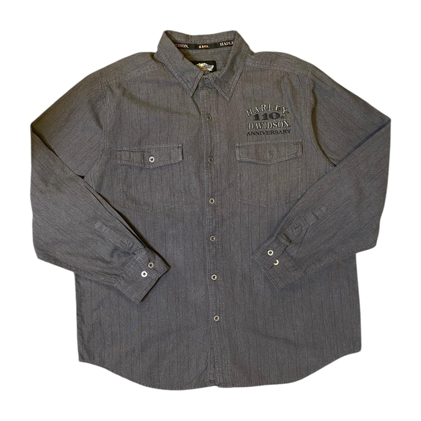 Harley Davidson 110th Anniversary Grey Button Up Shirt