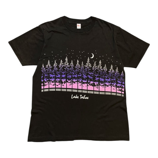 Vintage Lake Tahoe Forest Graphic Black T-Shirt