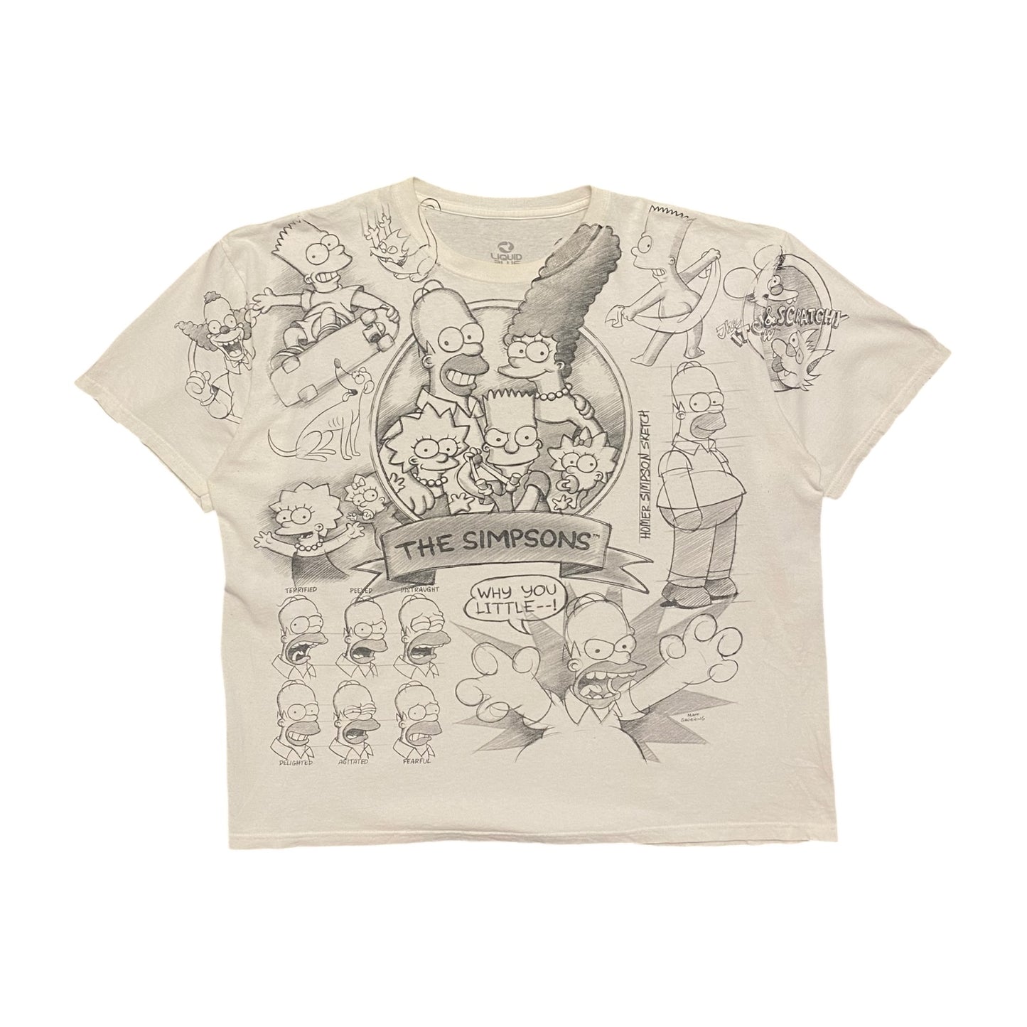 Simpsons Illustration Matt Groening Graphic White T-Shirt