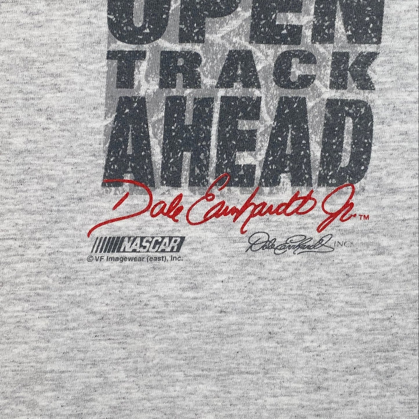 Digg It Thrift & Vintage heather grey Chase Authentics Dale Earnhardt Jr. NASCAR t-shirt with Open Track Ahead graphic
