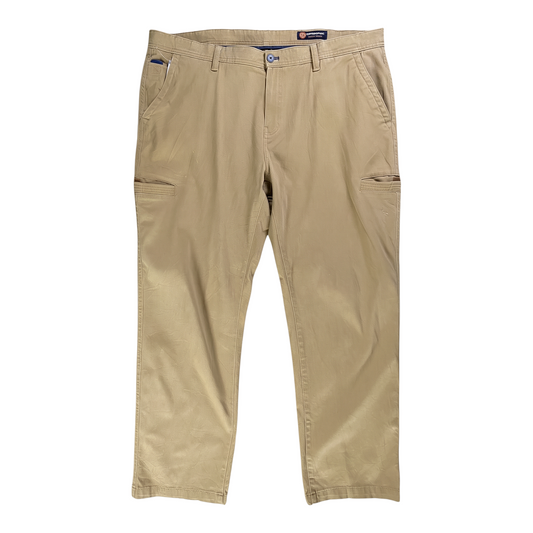 Digg It Thrift & Vintage waterproof khaki cargo pants with multiple utility pockets and a durable finish.