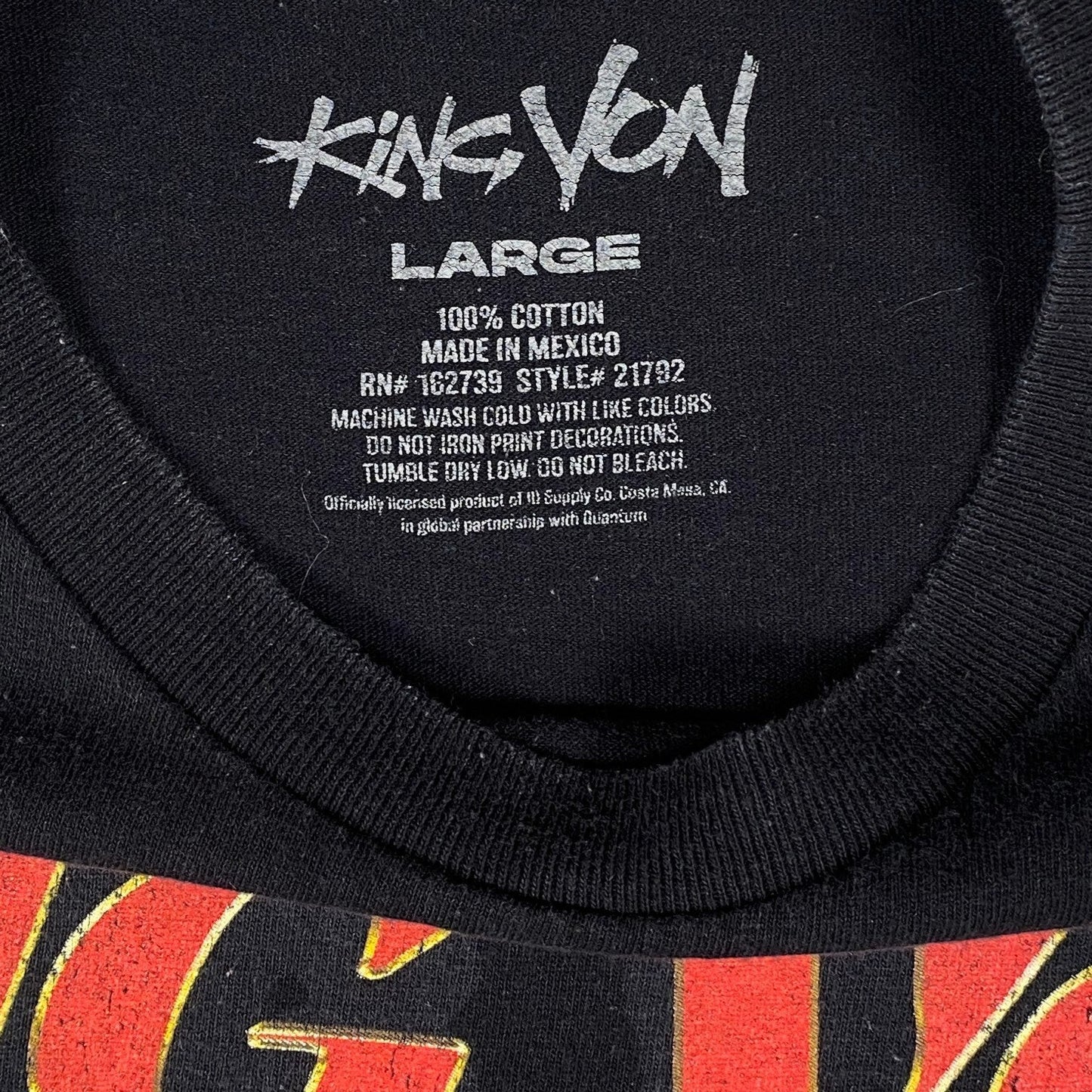 Digg It Thrift & Vintage black King Von O-Block graphic t-shirt interior neck label and care tag details