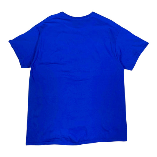 Back view of a plain royal blue NASCAR Daytona style t-shirt from Digg It Thrift & Vintage, size XL.