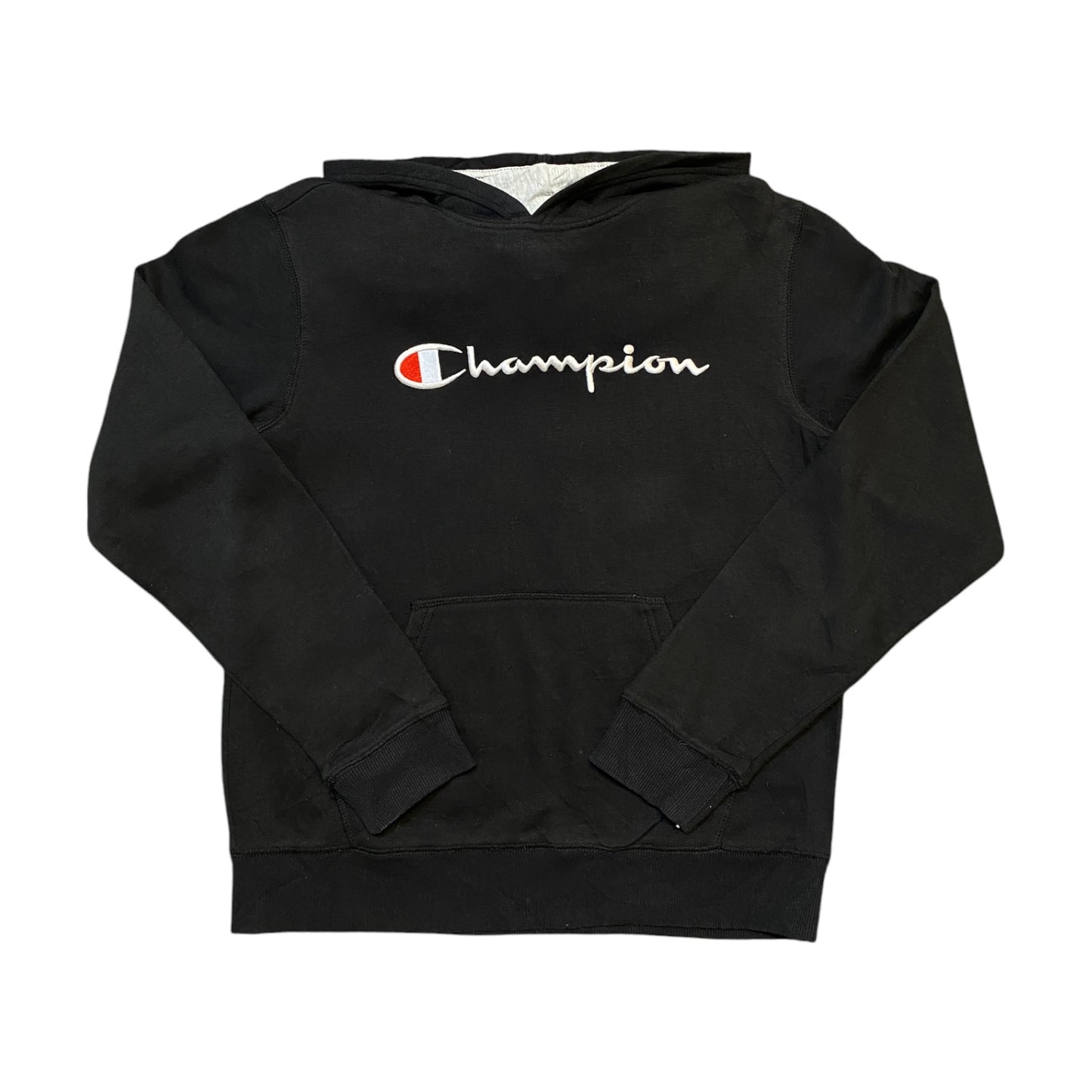 Champion White Embroidered Logo Black Hoodie