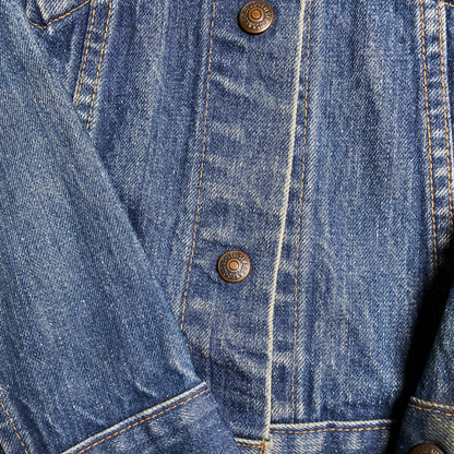 Digg It Thrift & Vintage 1970s Levi's for Gals blue denim trucker jacket with copper buttons and contrast stitching.