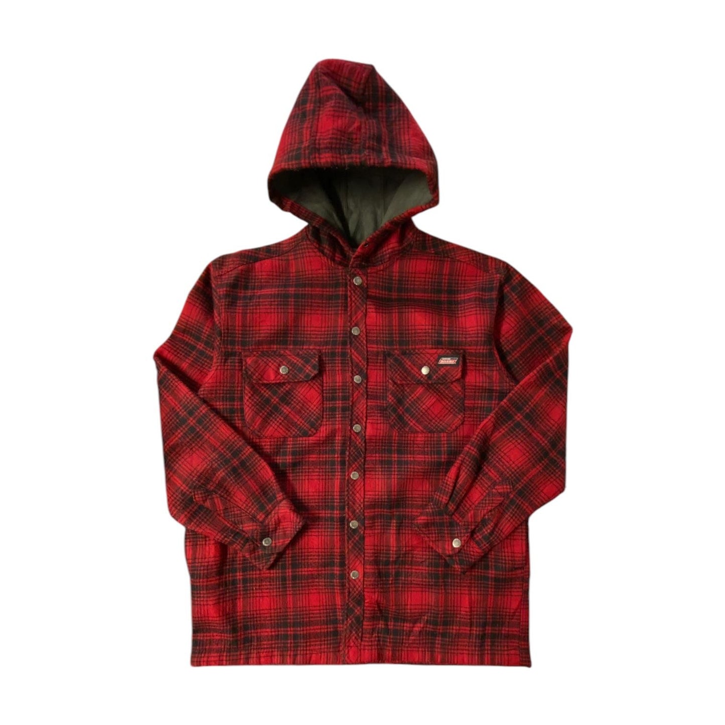 Dickies Red Striped Heavy Hooded Flannel