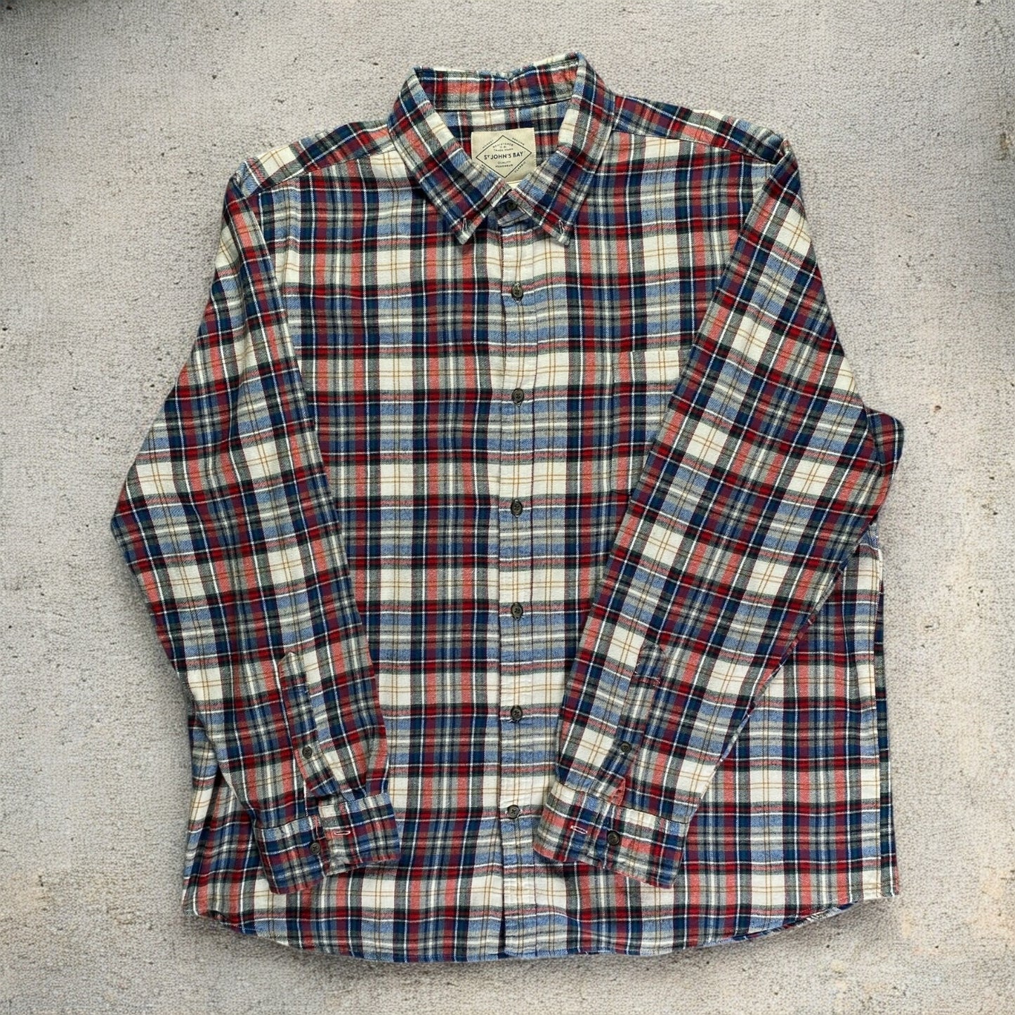 St. John's Bay Button-Down Flannel Shirt Multi Plaid