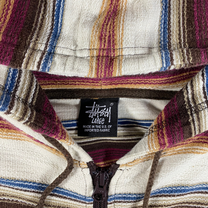 Stüssy Vintage Baja Striped Wooden Bead Full-Zip Hoodie