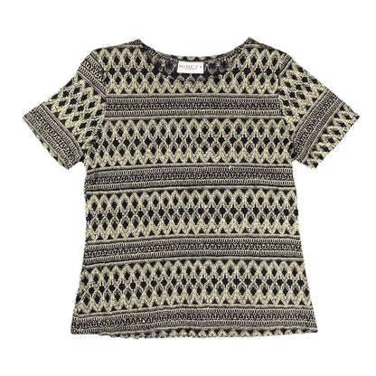 Ninety Petites Metallic Geometric Black T-shirt