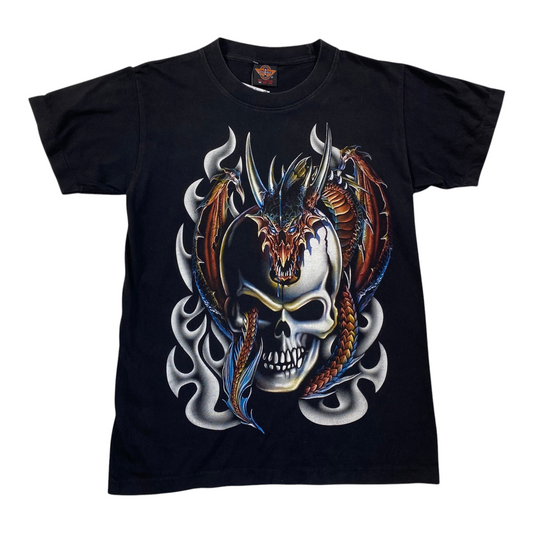 Digg It Thrift & Vintage black Rock Eagle t-shirt featuring a detailed dragon and skull graphic print