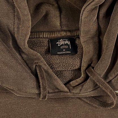 Digg It Thrift & Vintage Stüssy Australia faded mocha brown hoodie with size M neck label and drawstring hood