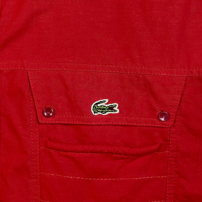 Digg It Thrift & Vintage red Lacoste safari utility shirt with a buttoned chest pocket and embroidered logo