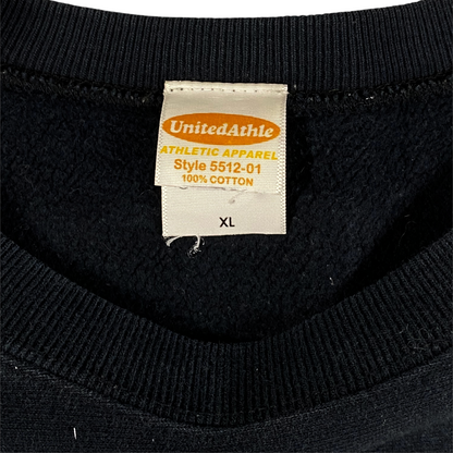 Digg It Thrift & Vintage black crewneck sweatshirt United Athle size XL tag detail
