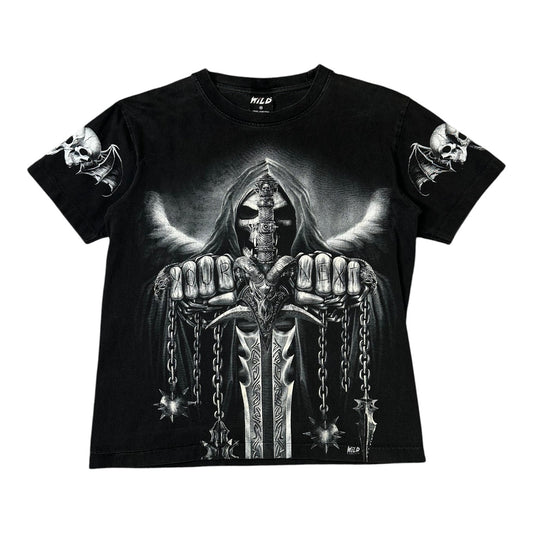 Vintage Grim Reaper "You're Next" Graphic Black T-shirt