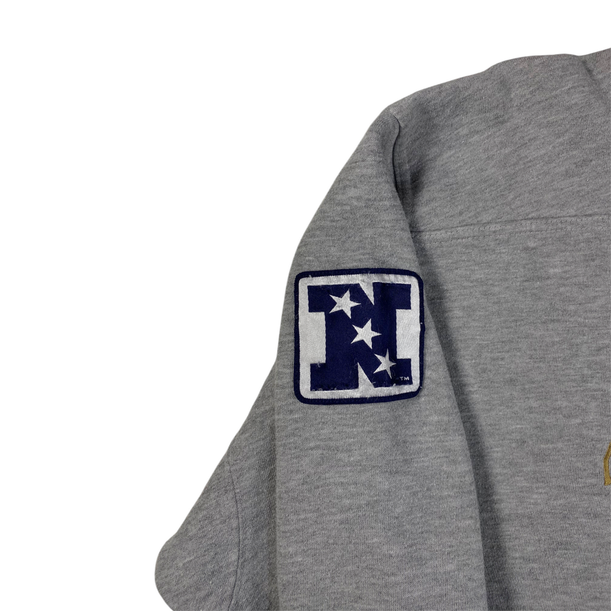 Digg It Thrift & Vintage grey Lee Sport NFL San Francisco 49ers v-neck sweatshirt sleeve patch detail