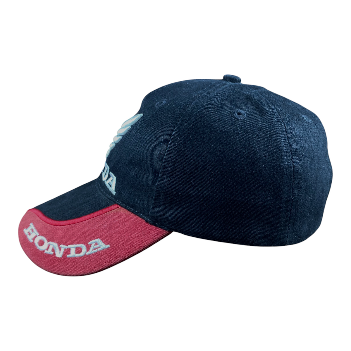Digg It Thrift & Vintage Honda Wing racing baseball cap in black and red with embroidered white logos
