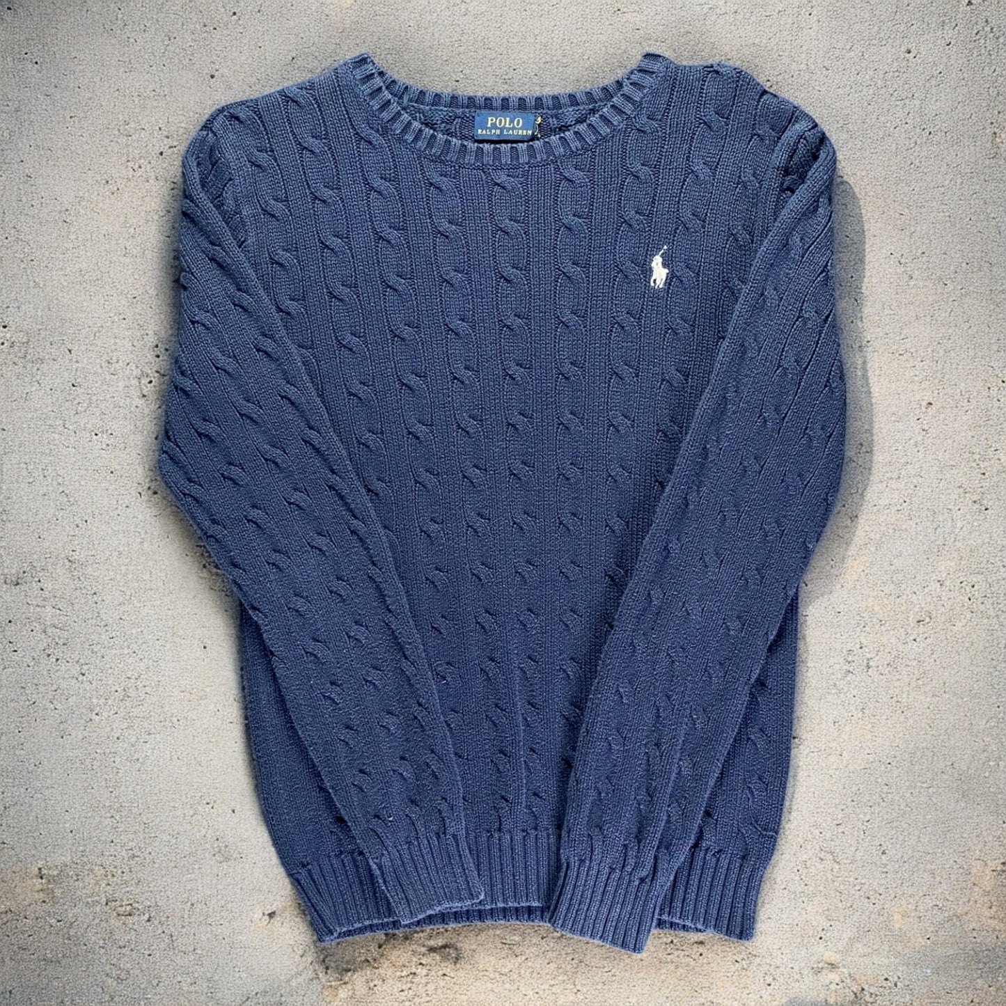 Polo Ralph Lauren Cable-Knit Cotton Navy Blue Sweater