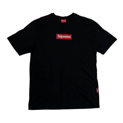 Digg It Thrift & Vintage black Supreme Spain box logo t-shirt with red logo graphic and side tag
