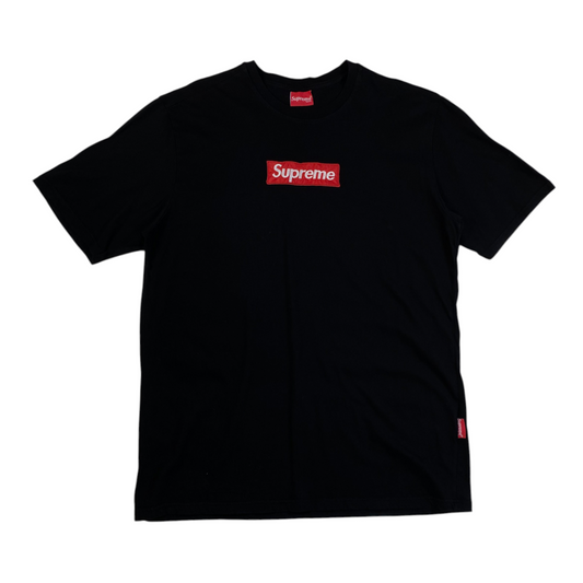 Digg It Thrift & Vintage black Supreme Spain box logo t-shirt with red logo graphic and side tag