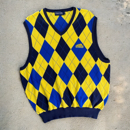 Polo Golf Ralph Lauren Valderrama Black, Yellow, & Blue Argyle Sweater Vest