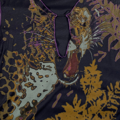 Nolita NYC Made in Italy Roaring Leopard Graphic Keyhole Sleeveless Top