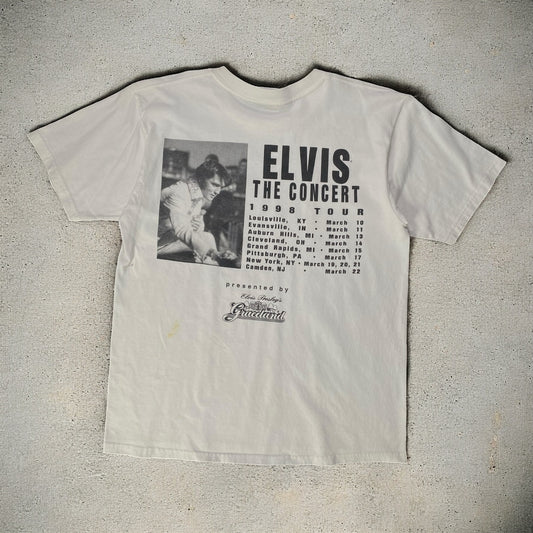 Vntg 90's Elvis Presley The Concert White T-shirt