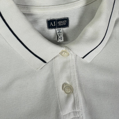 Armani Jeans Tipped Sleeveless White Polo T-shirt