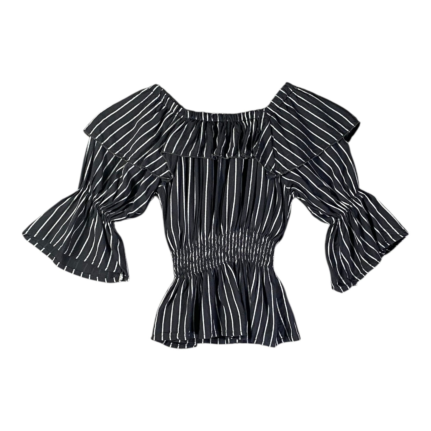 Sarrah Smocked Ruffle Wmns Black T-shirt