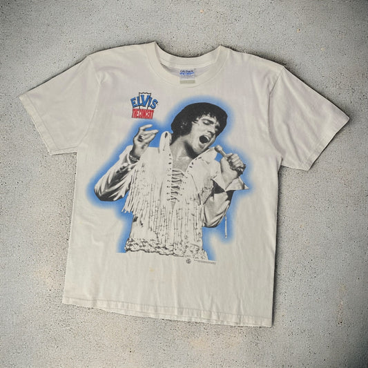 Vntg 90's Elvis Presley The Concert White T-shirt