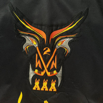 Projoy Laliberté Flame Graphic Black and Orange Hockey Jersey