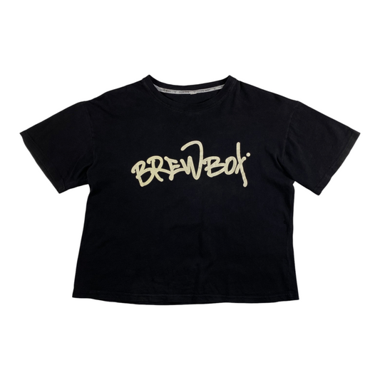 Digg It Thrift & Vintage black boxy crop t-shirt with Brewbox graphic logo print