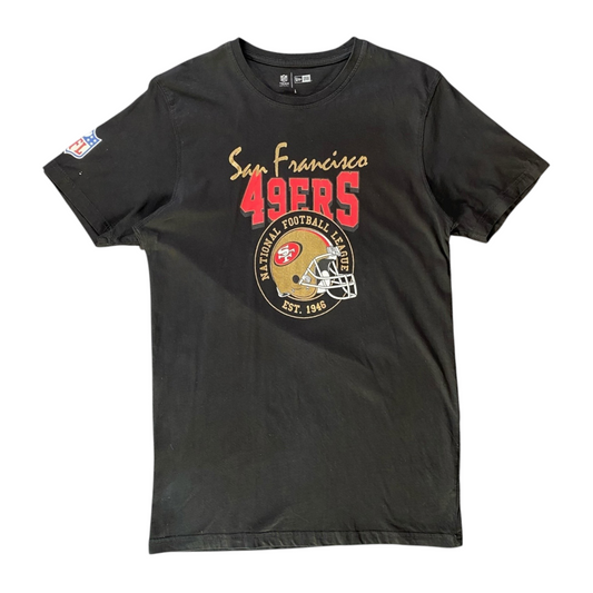 Digg It Thrift & Vintage black San Francisco 49ers NFL cotton t-shirt with team helmet graphic and sleeve logo