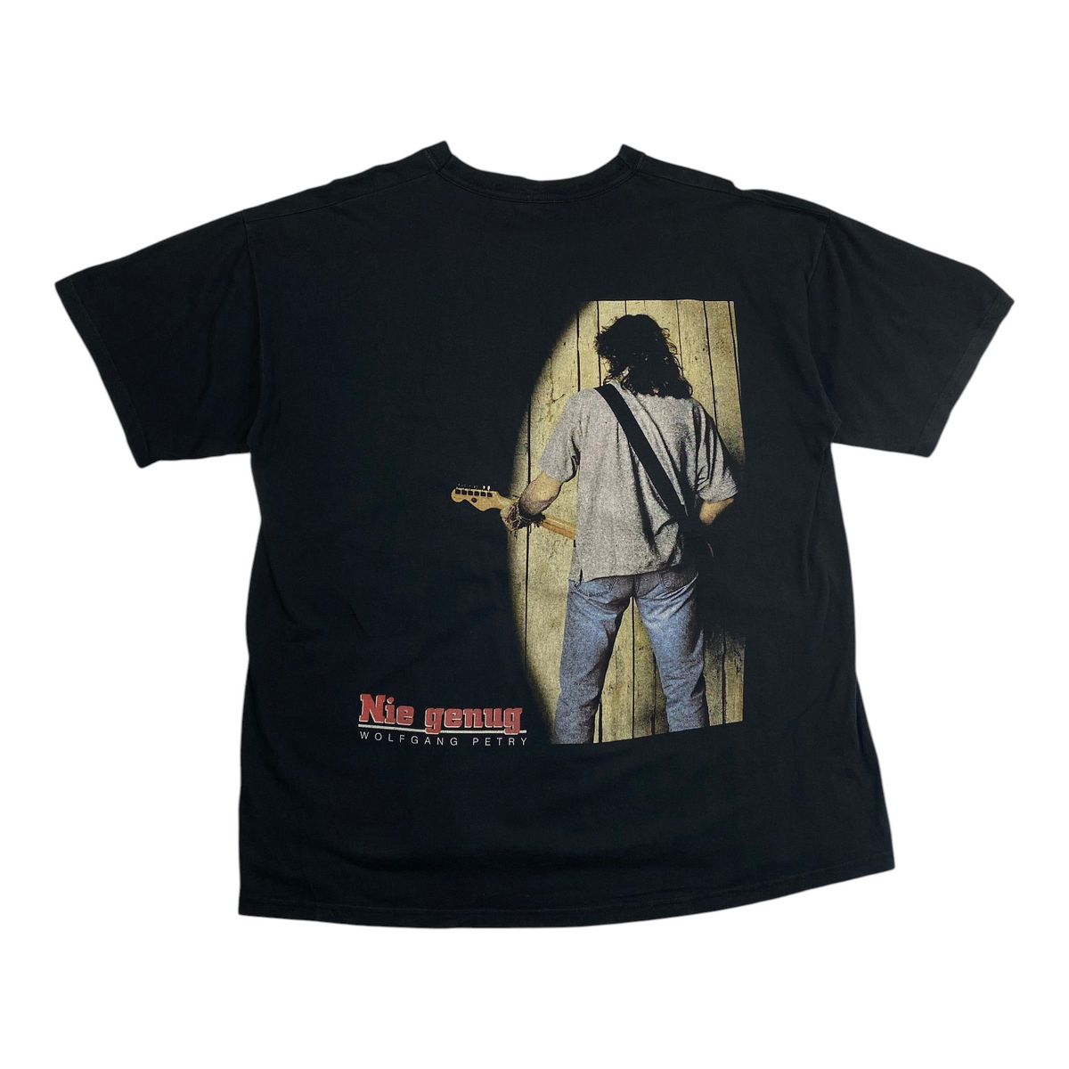 Digg It Thrift & Vintage black vintage Wolfgang Petry Nie Genug band t-shirt with back graphic of a guitarist