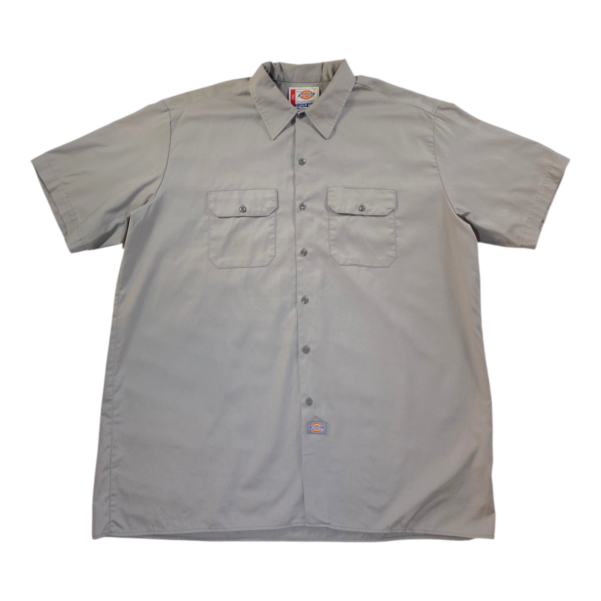 Digg It Thrift & Vintage Dickies khaki short-sleeve work shirt with button-down front and dual chest pockets