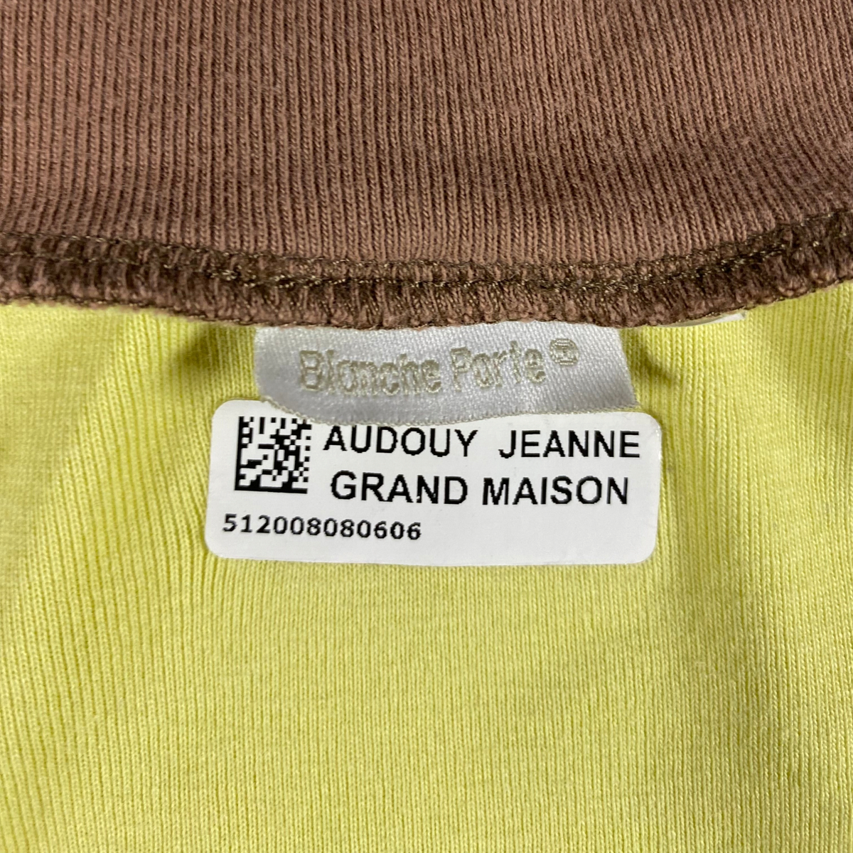 Digg It Thrift & Vintage Blancheporte yellow and brown contrast scoop neck t-shirt with lettuce edge detail