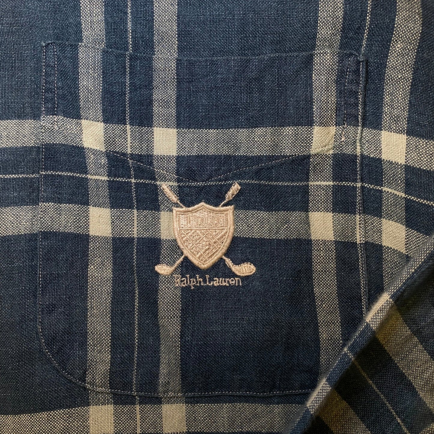 Ralph Lauren Classic Fit Green and Cream Plaid Button Down Shirt