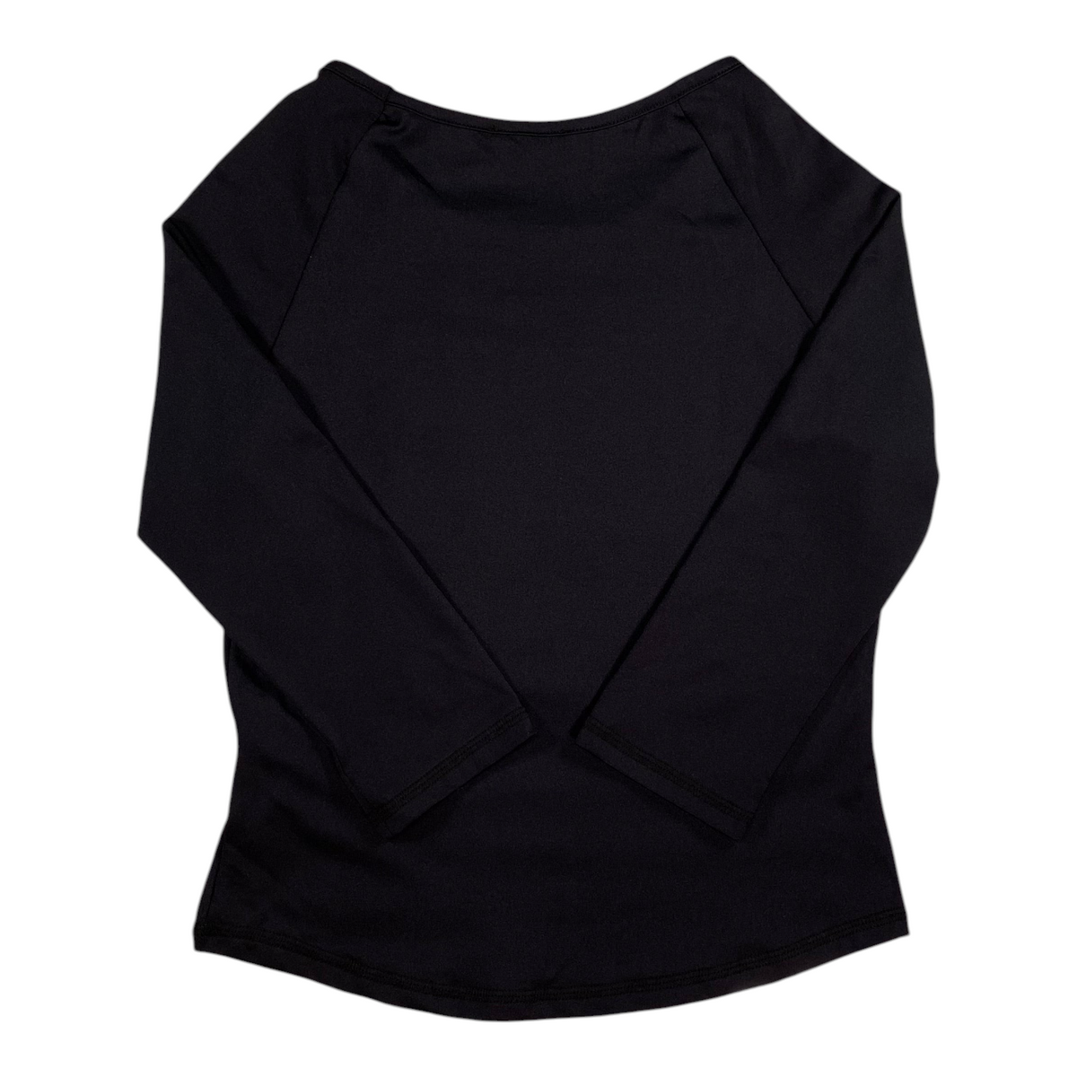Back view of a black Studio Girl long-sleeve raglan top from Digg It Thrift & Vintage, size XS.