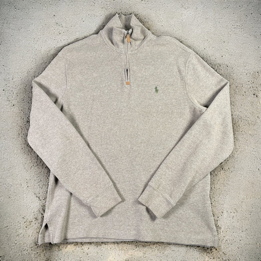 Polo Ralph Lauren Quarter-Zip Long Sleeve Light Grey Sweater