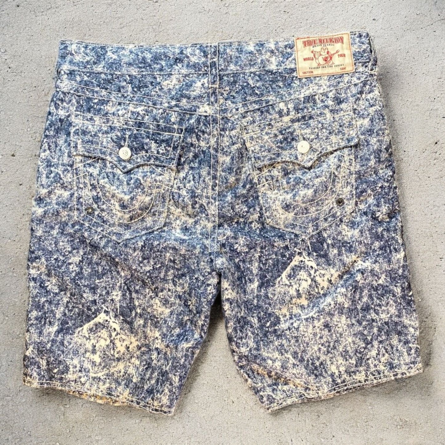 True Religion Acid Wash Swim Trunks