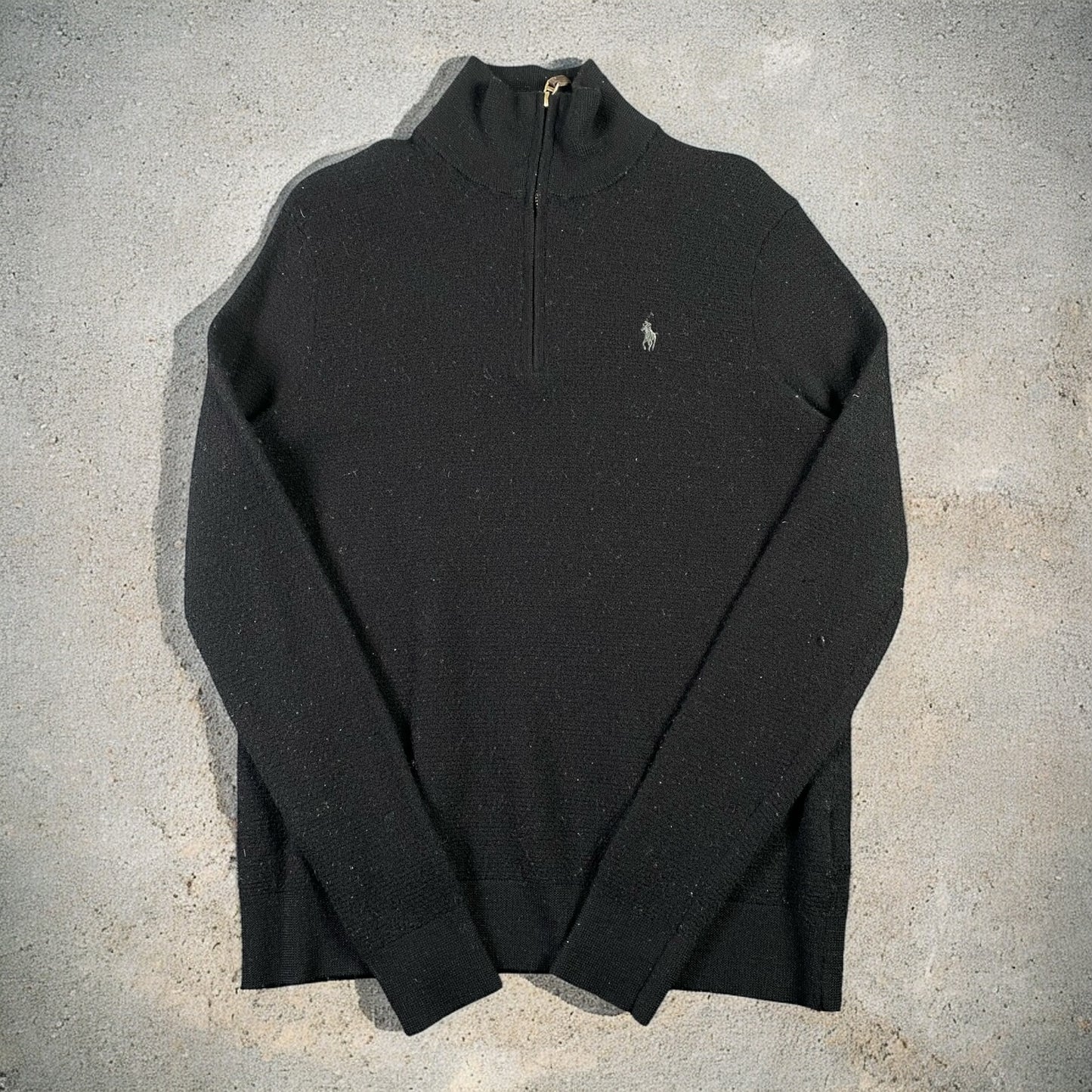 Polo Ralph Lauren Quarter-Zip Wool Blend Black Sweater