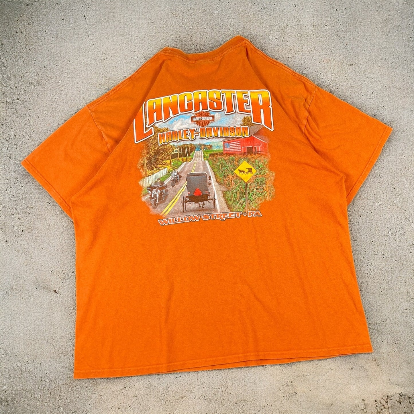 Harley Davidson Lancaster Willow Street Orange T-shirt