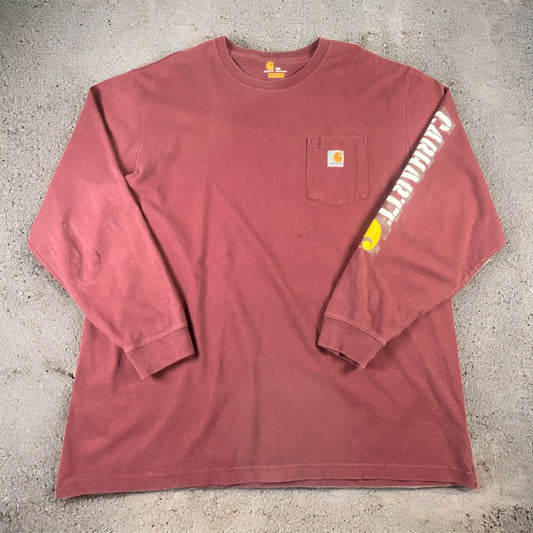 Carhartt The Workwear Brand Long Sleeve Maroon T-shirt