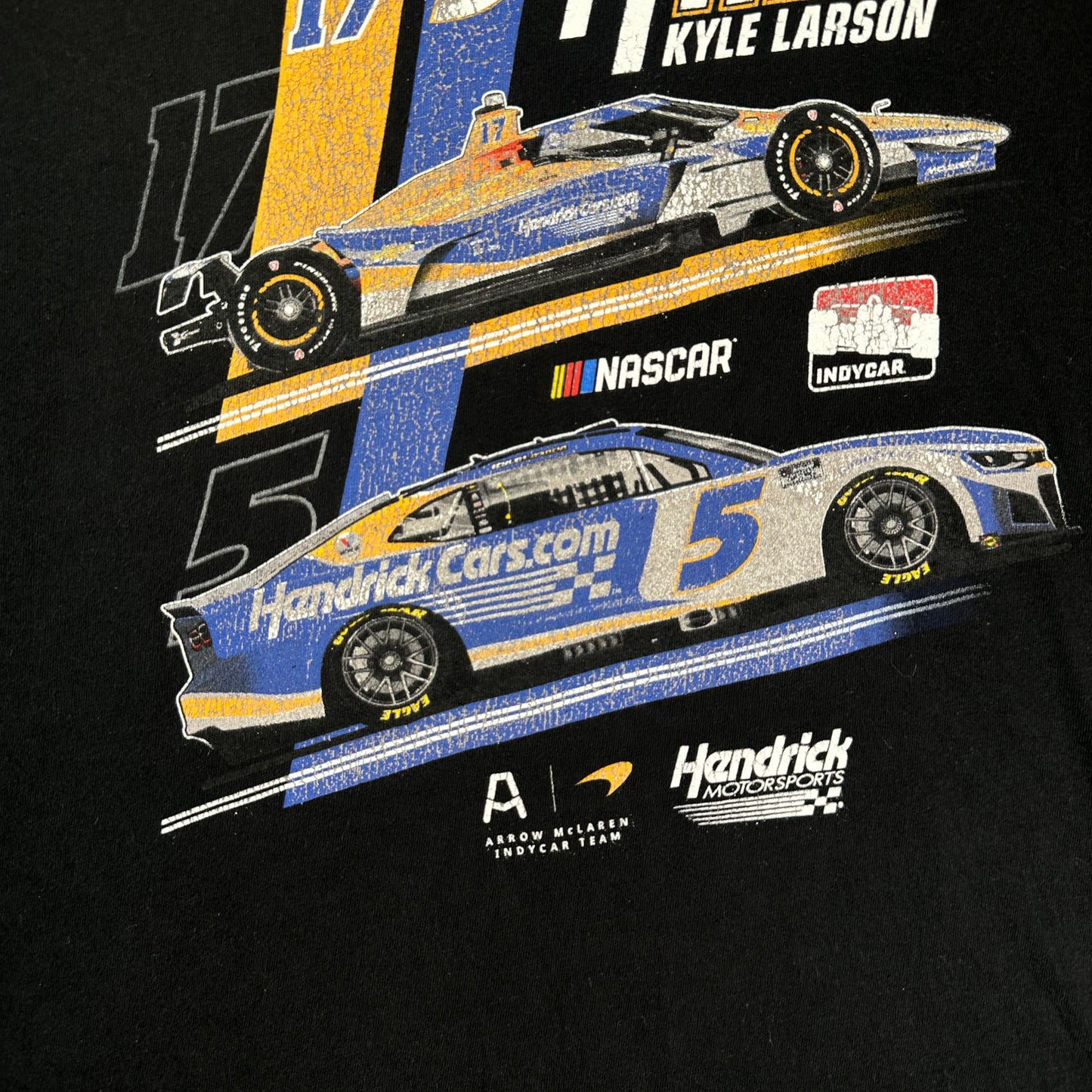 Kyle Larson Arrow McLaren HendrickCars.com Double Duty Black T-shirt