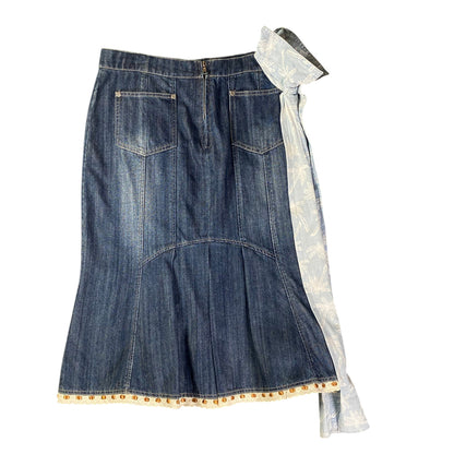Rework Blue Denim Skirt