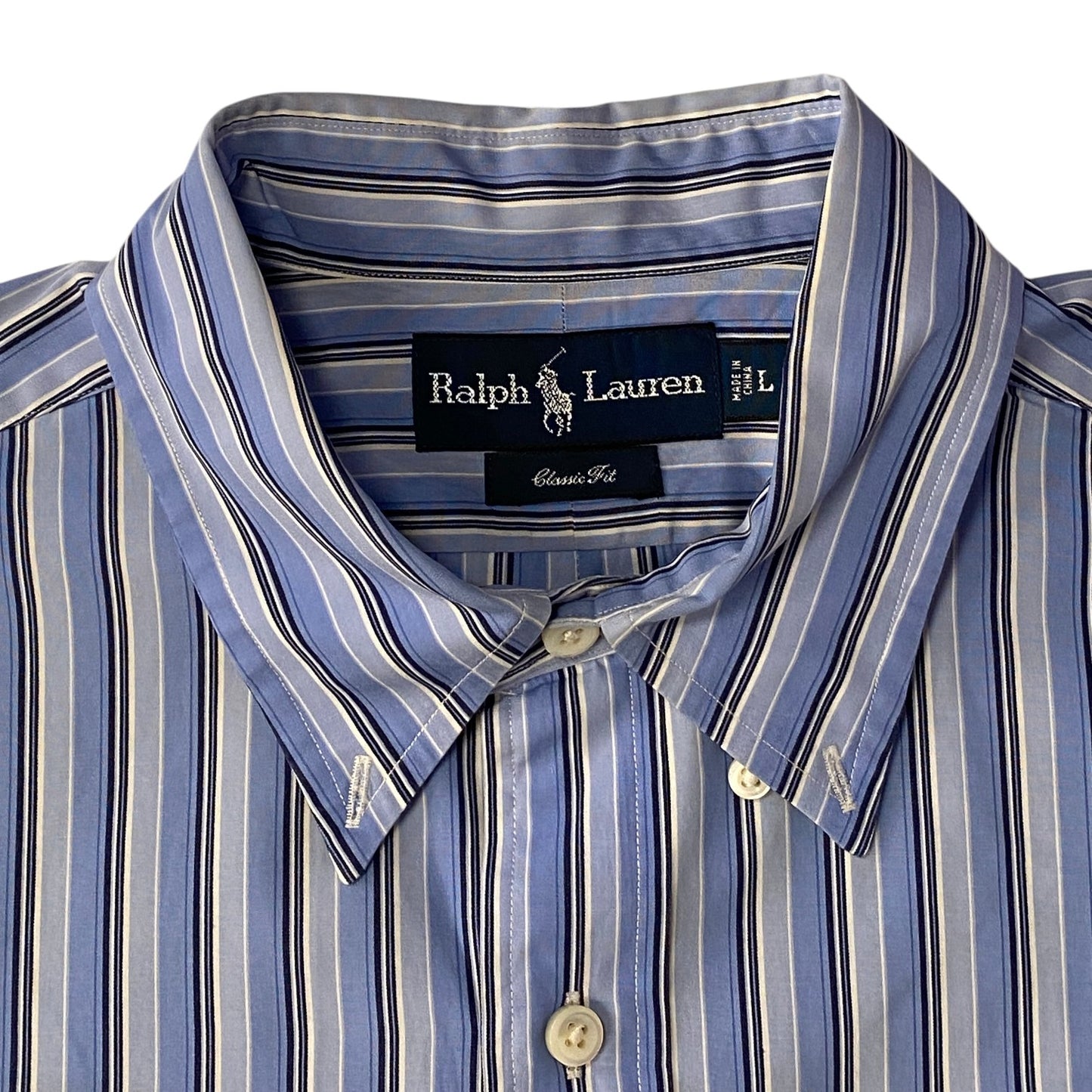 Ralph Lauren Blue & White Striped Classic Fit Shirt