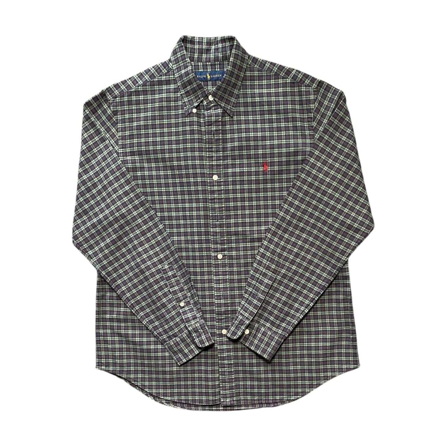 Ralph Lauren Green, Navy & Red Plaid Button-Up Shirt