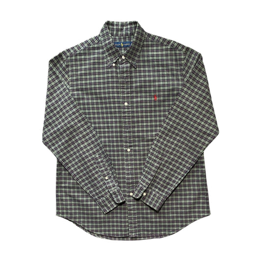 Ralph Lauren Green, Navy & Red Plaid Button-Up Shirt